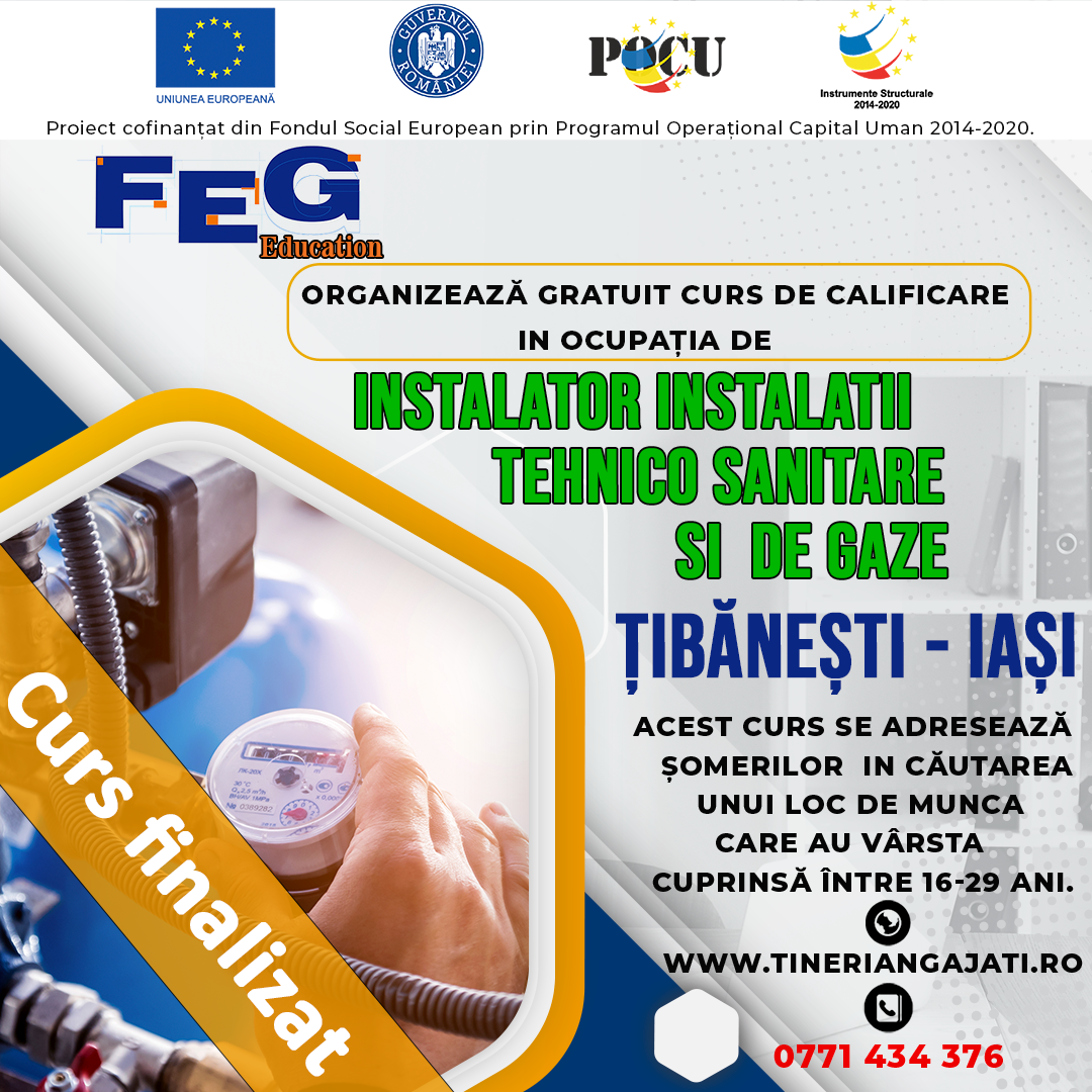Instalator instalatii tehnico sanitare si de gaze Tibanesti-Iasi
